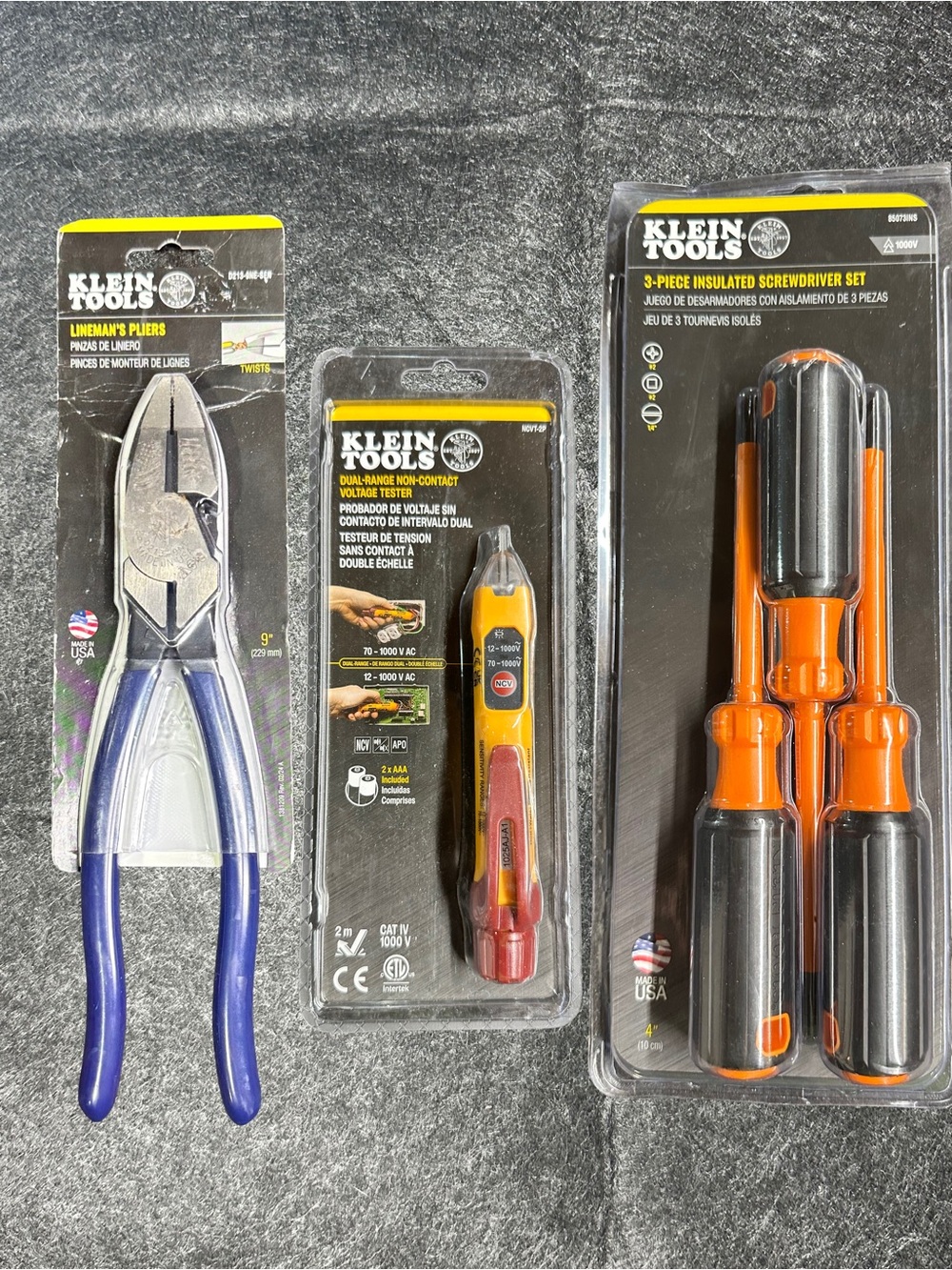 Klein Tools Insulated Screwdriver & Pliers Set with Voltage Tester - Orange/Blue